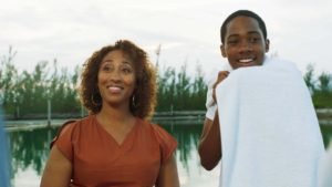 Dolphin Island Still - Dionne Lea (Desaray Rolle) and Aaron Burrows (Mateo Rolle)